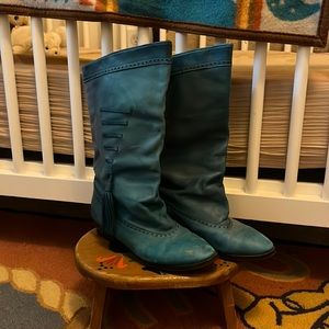 Blue leather boots 40 W